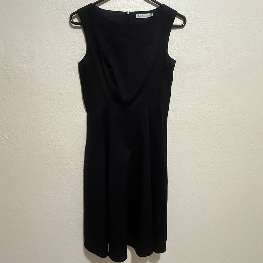 Gardenwed Womens Black Sleeveless‎ Boat Neck Fit and Flare Midi Dress Size S